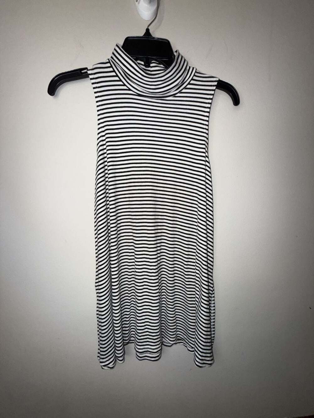 Puella Women's Striped Sleeveless Mock Neck Swing Tank Top
